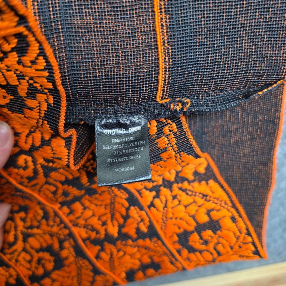 English Rose Orange Black Jacquard Knit Mini Skirt Small Fit Flare 7056K3F - Picture 5 of 6